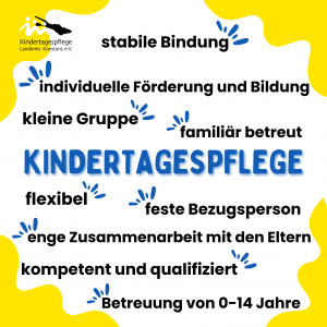 Icon mit Schlagworten zur kindertagespflege - ist ein link zu der Seite Kindertagespflege - was macht sie aus.